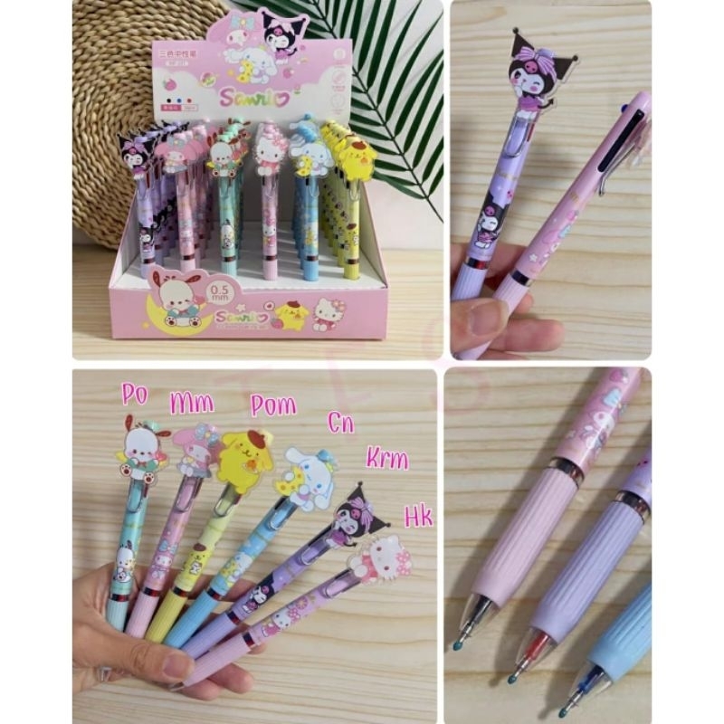 

CL Bolpen 3warna Kuromi Cinnamoroll Melody Hello Kitty Pompompurin Pochacco