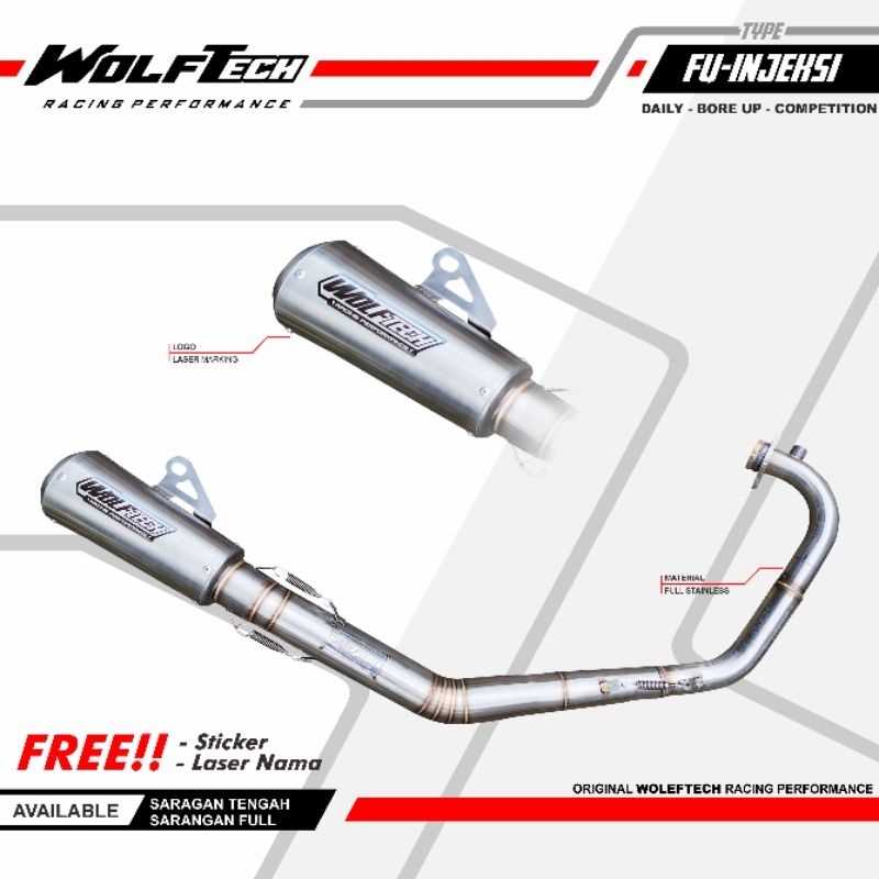 Knalpot satria Fu Injeksi kenalpot fullsystem satria fufi Original Wolf Tech Racing