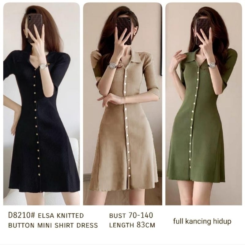 MDLV ~ D8210# Elsa Knitted Button Mini Shirt Dress