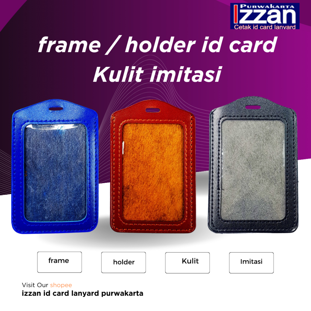 

holder id card kulit wadah kartu idcard kulit imitasi warna warni frame card kulit