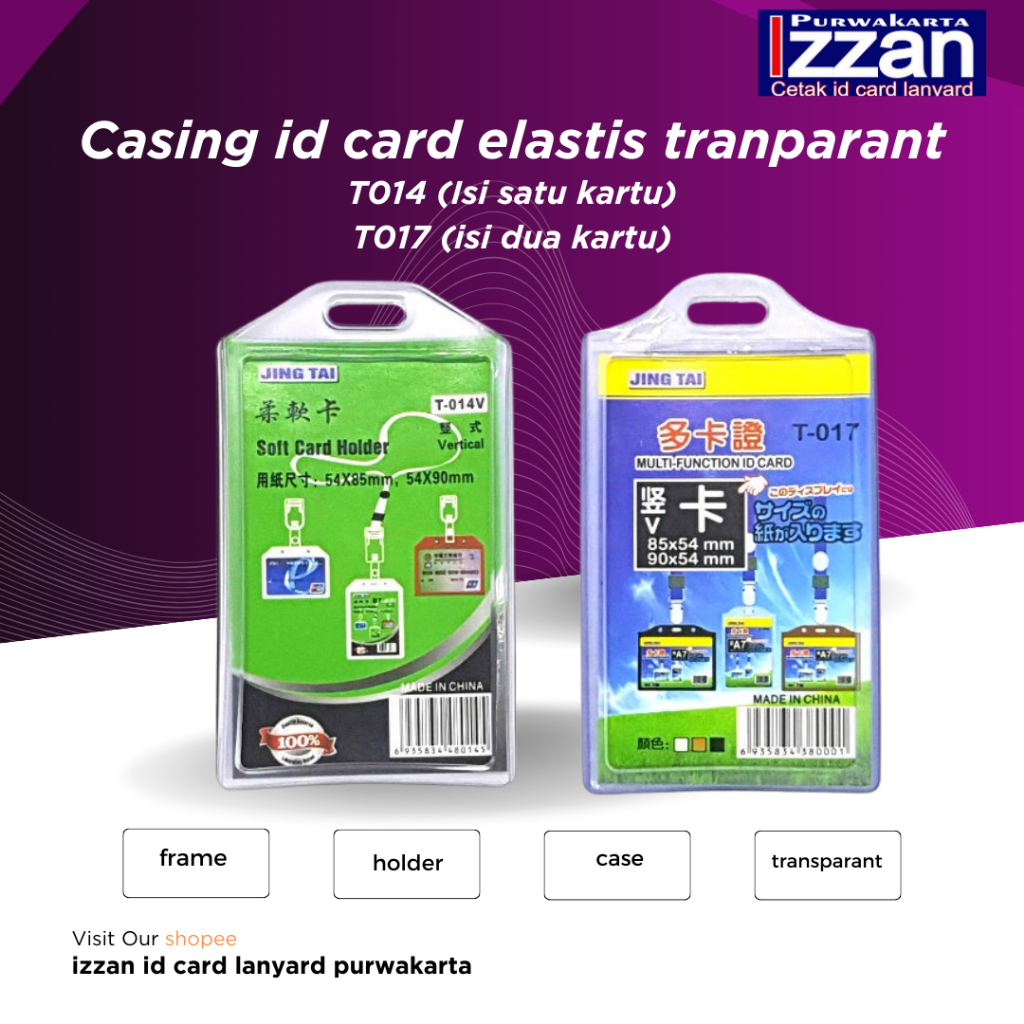 

casing id card elastis transaparan T014 (1kartu) T017 (2 kartu) wadah id card lentur bening