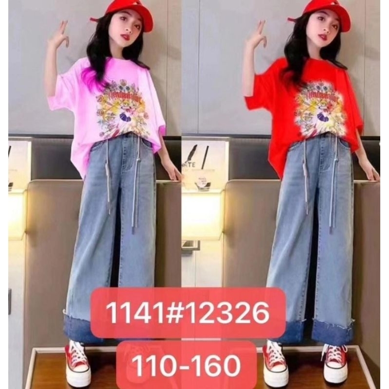 6/7t-9/10t Set Kulot Jeans Anak Cewe/Set Kulot Import Premium 6t-8/9t(120-160)