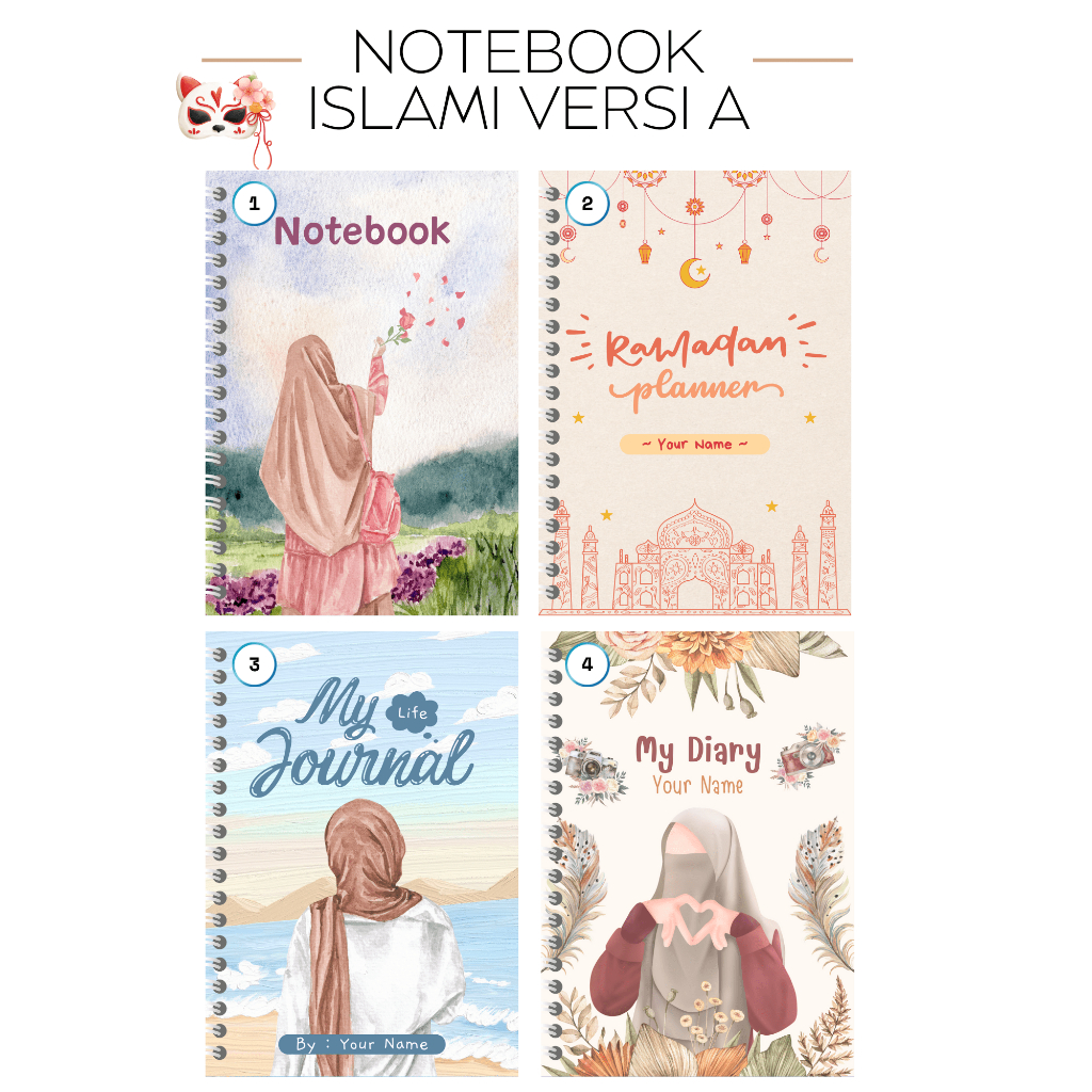 

(MIN ORDER 2PCS) [KERTAS PUTIH POLOS] Notebook A5 Spiral Softcover Islami