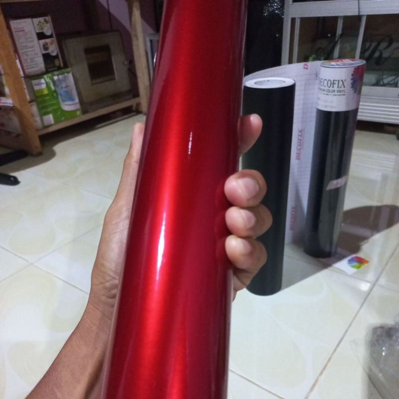 SCOTLET MERAH METALIC CENDY RED METERAN UNTUK MOTOR,MOBIL P 100 CM L 45 CM