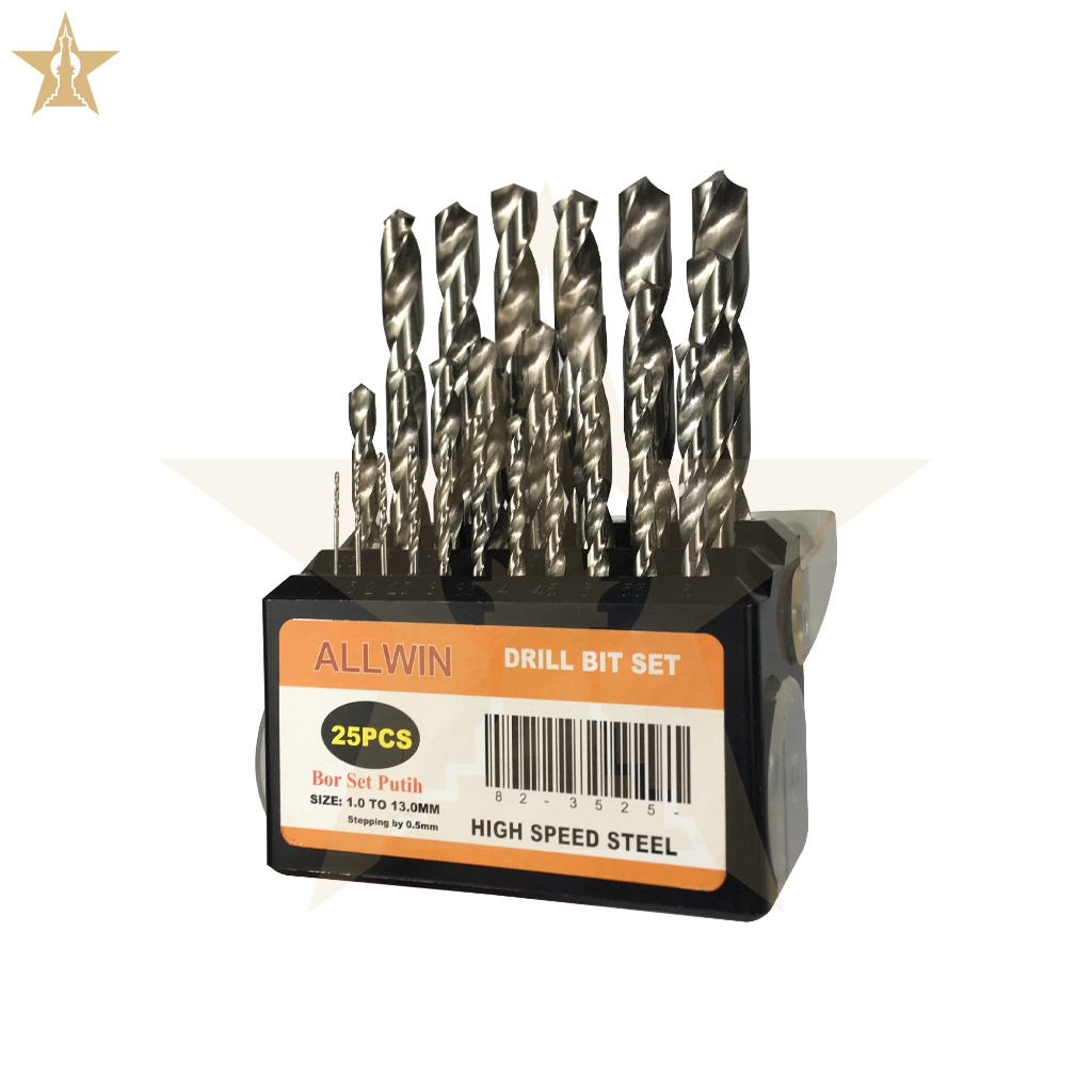 Mata Bor Besi Set 25PCS ALLWIN - Mata Bor Hss