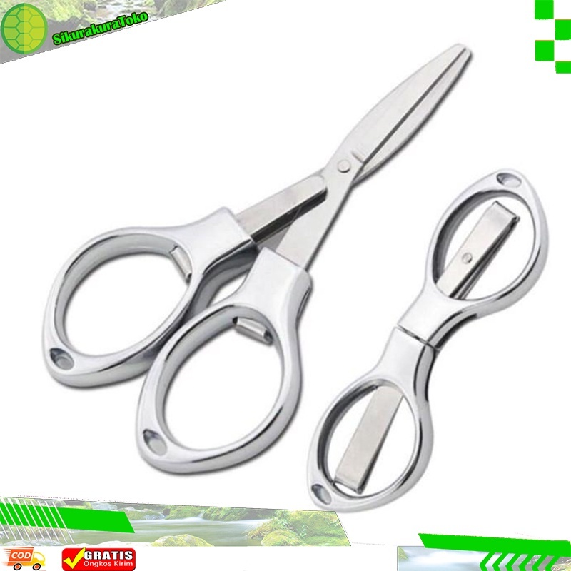 

(SKR) Gunting Lipat Tebal New Stainless Steel Folding Portable Pocket Scissors Gunting Kapas