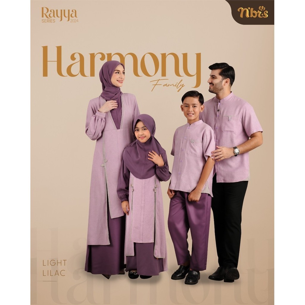 Couple Gamis Harmony Koko Harmony Light Lilac NIbras bahan katun