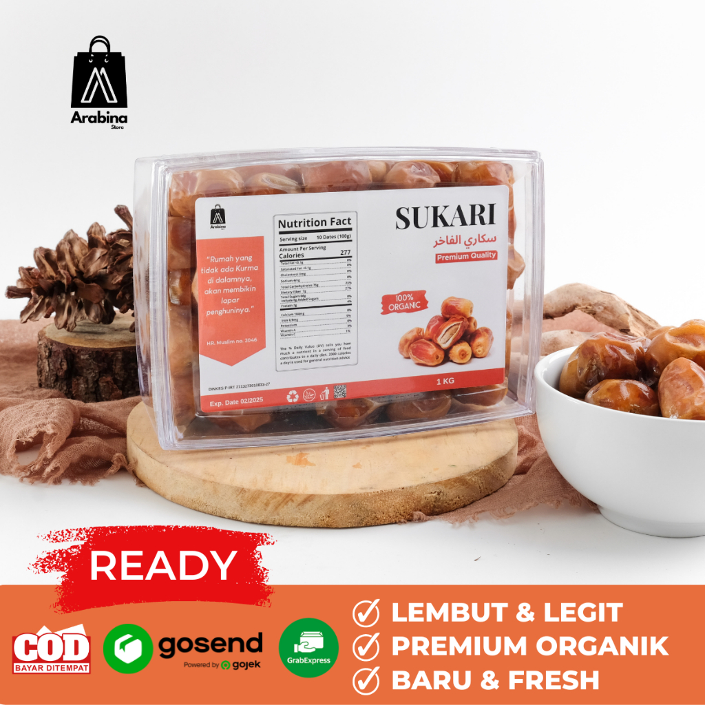 

Arabina Kurma Sukari 1kg Sukkari Premium