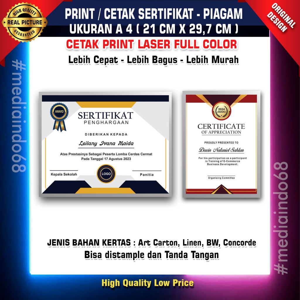 

PRINT SERTIFIKAT-PIAGAM PENGHARGAAN CUSTOM