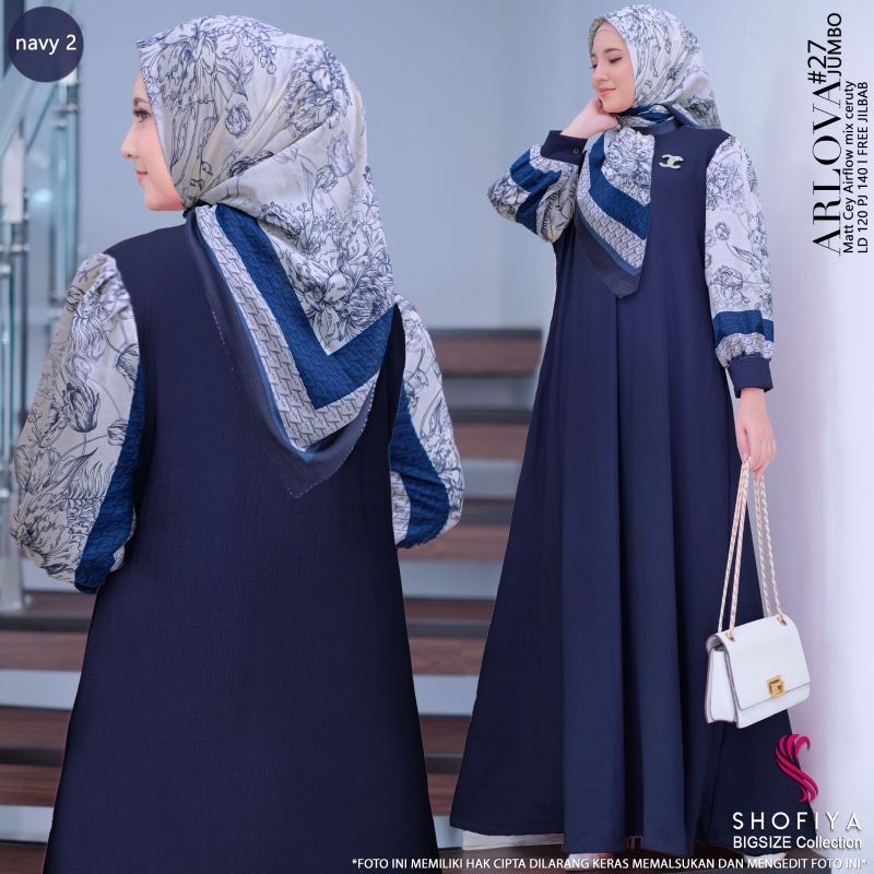 arlova setelan gamis jumbo set jilbab