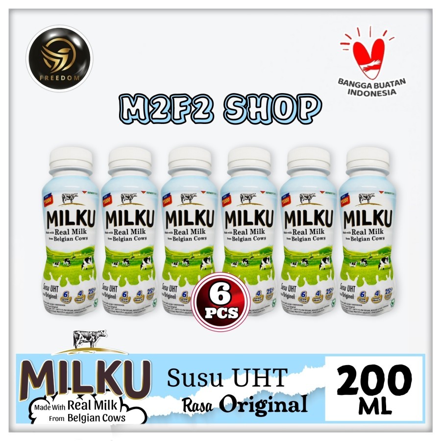 

Susu MILKU Original Premium Belgian Cow UHT Botol Pet - 200 ml (Kemasan 6 Pcs)