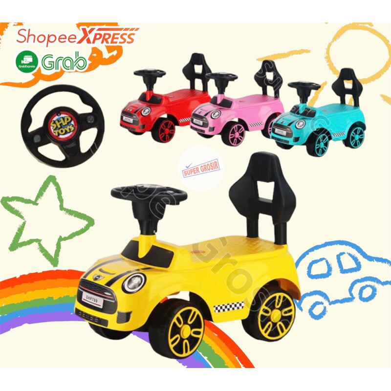 Mainan Anak Tunggangan Dorong_Mainan Mobil Dinaiki_Odong_Mobil Sedan Mini Cooper_SHP MIMO_PMB VIBE