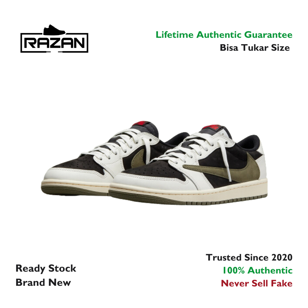 Air Jordan 1 Low Travis Scott Olive 100% Authentic Original