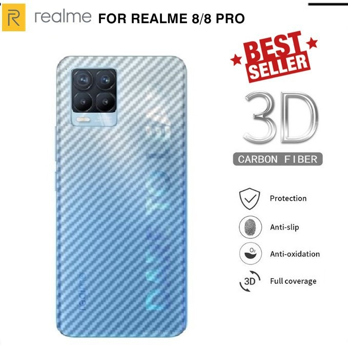 Garskin Carbon Realme 8 dan Realme 8 Pro Carbon Skin Handphone Warna Putih
