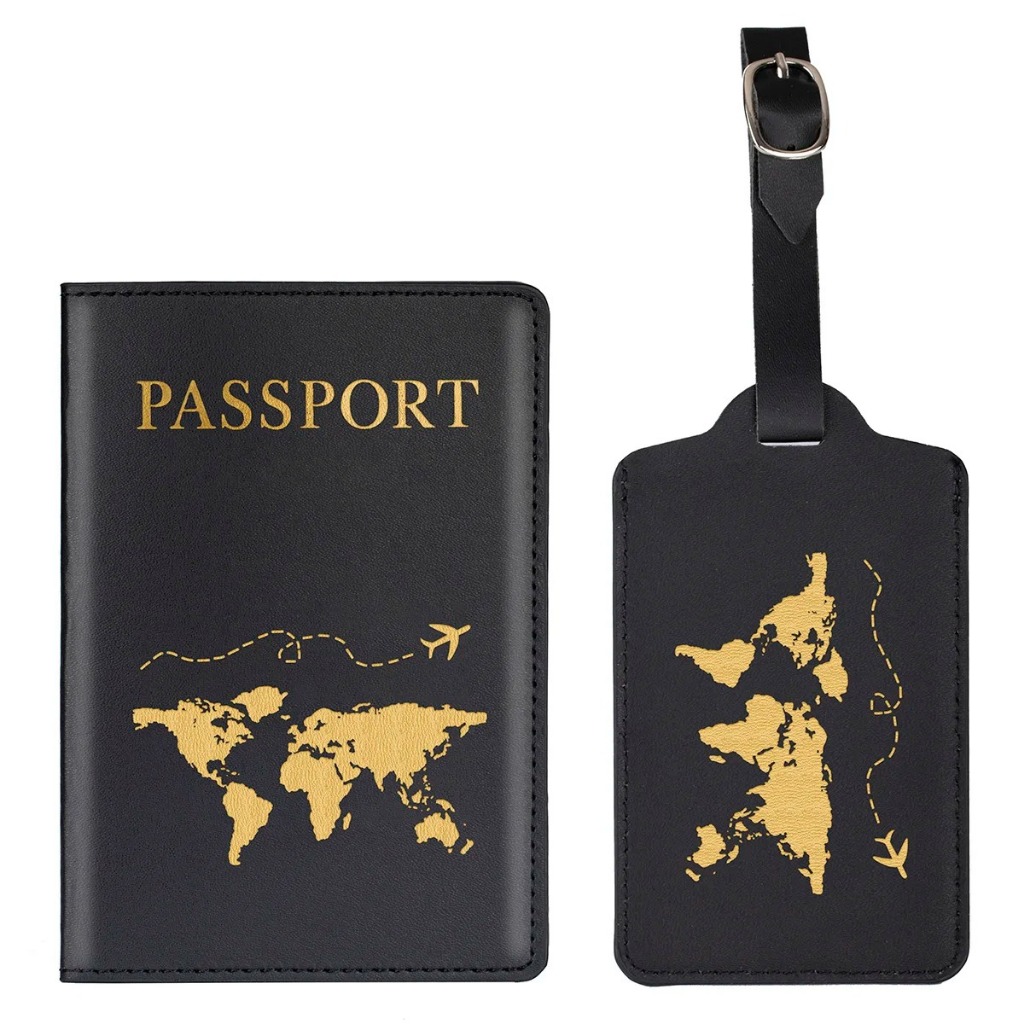 RJ8 Dompet Passport Cover Case with Luggage Tag Leather PU - PH301