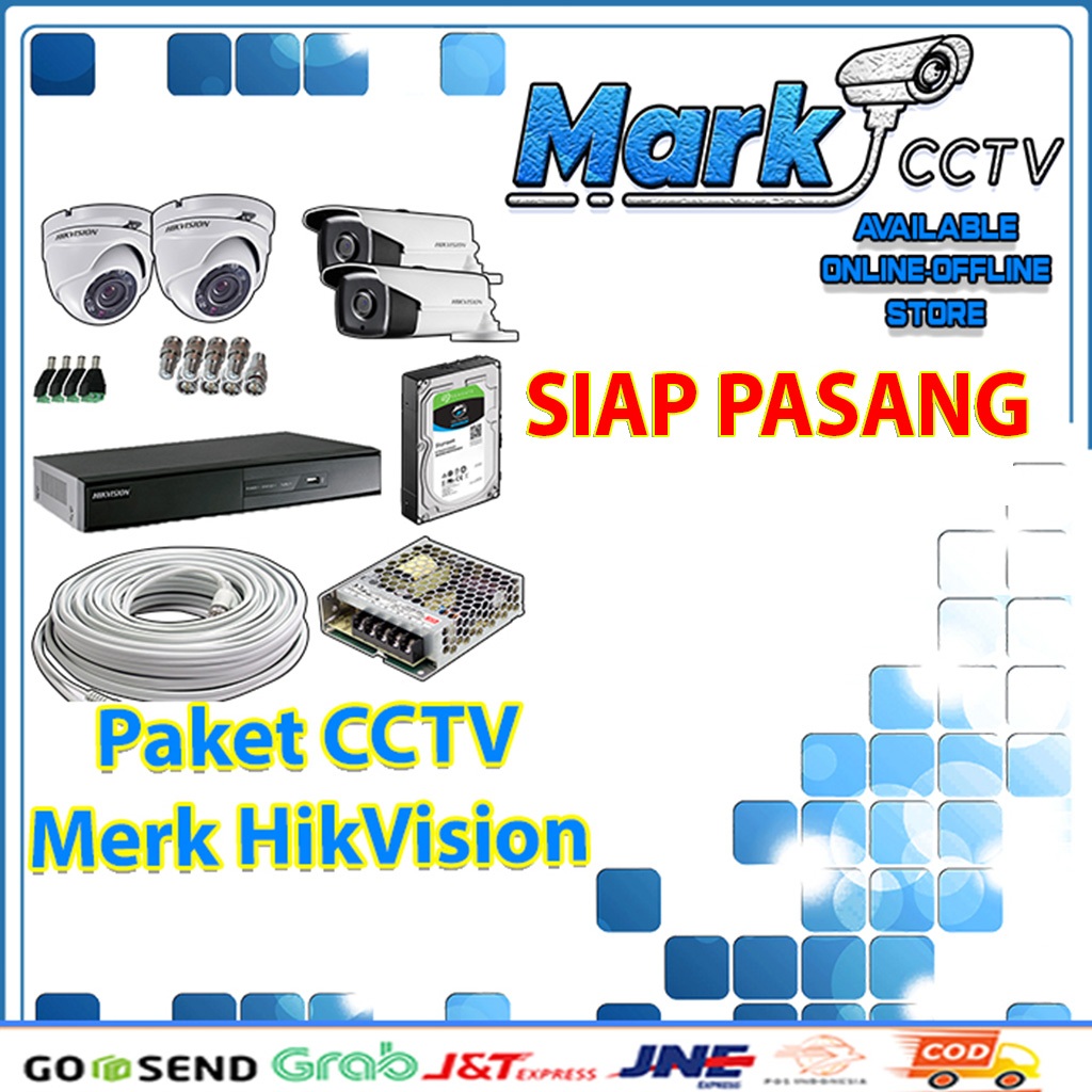 PAKET CCTV HikVision 2MP 4 CHANNEL 4 CAMERA KAMERA CCTV