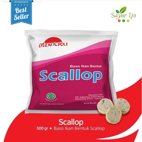 

MINAKU Scallop 500 Gram / Pack Fresh Frozen Seafood Bakso Ikan Bentuk