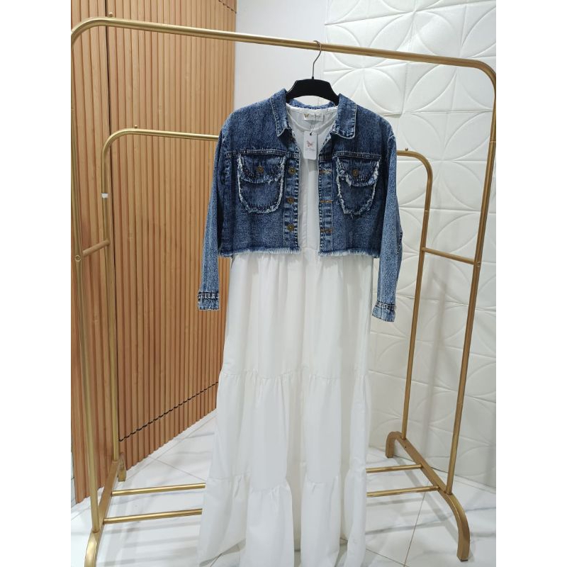 MIDI DRESS SET JAKET JEANS