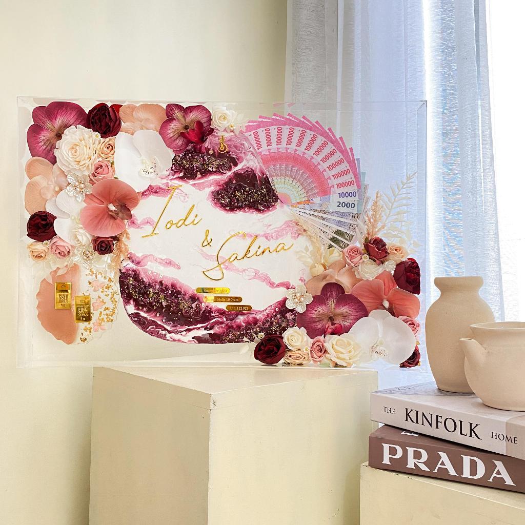 Mahar Luxury Botanical Resin Size 60x40 cm Mahar Akrilik Mahar Pernikahan Mahar