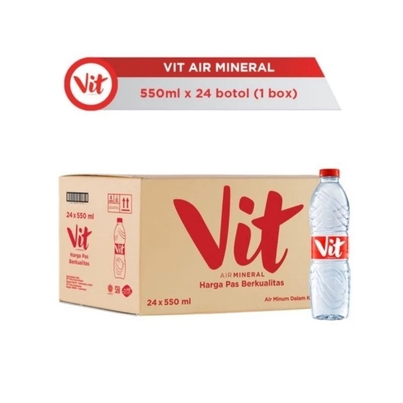 

VIT Air mineral 550ML Vit Botol Tanggung 1 adus Isi 24 Botol