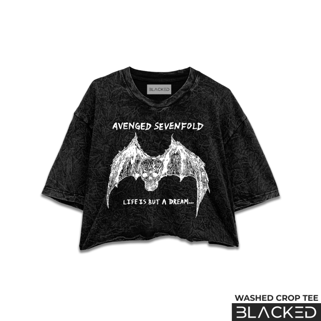 CROP TEE AVENGED SEVENFOLD - LIFE IS BUT A DREAM / STONEWASH / WASHED CROPTOP / OVERSIZED CROP TOP /