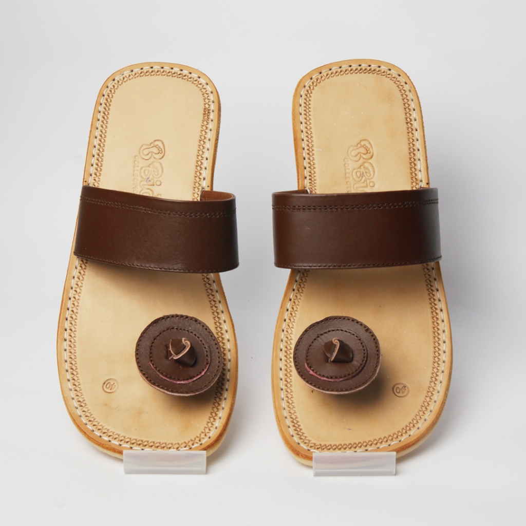 SANDAL KULIT TARUMPAH BIDO Sandal Jepit Jamur Pria Coklat