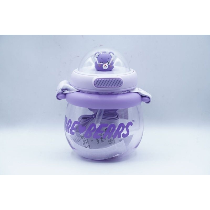 Care Bears Purple Botol Minum Drink Bottle Straw Strap 800ml