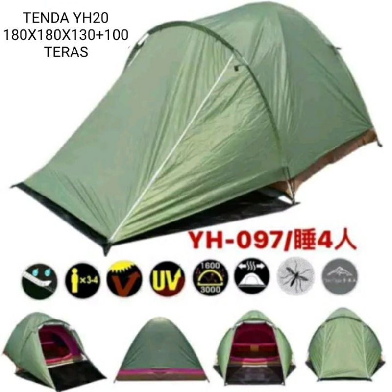 tenda camping dobel layer 4 sampai 5 orang tenda yh20 tenda mendaki gunung double layer OET