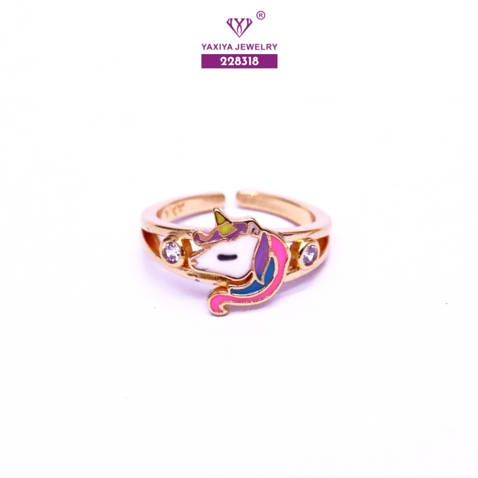 Cuma satu hari Yaxiya Cincin Anak Kuda Poni Perhiasan Lapis Emas 18K 6