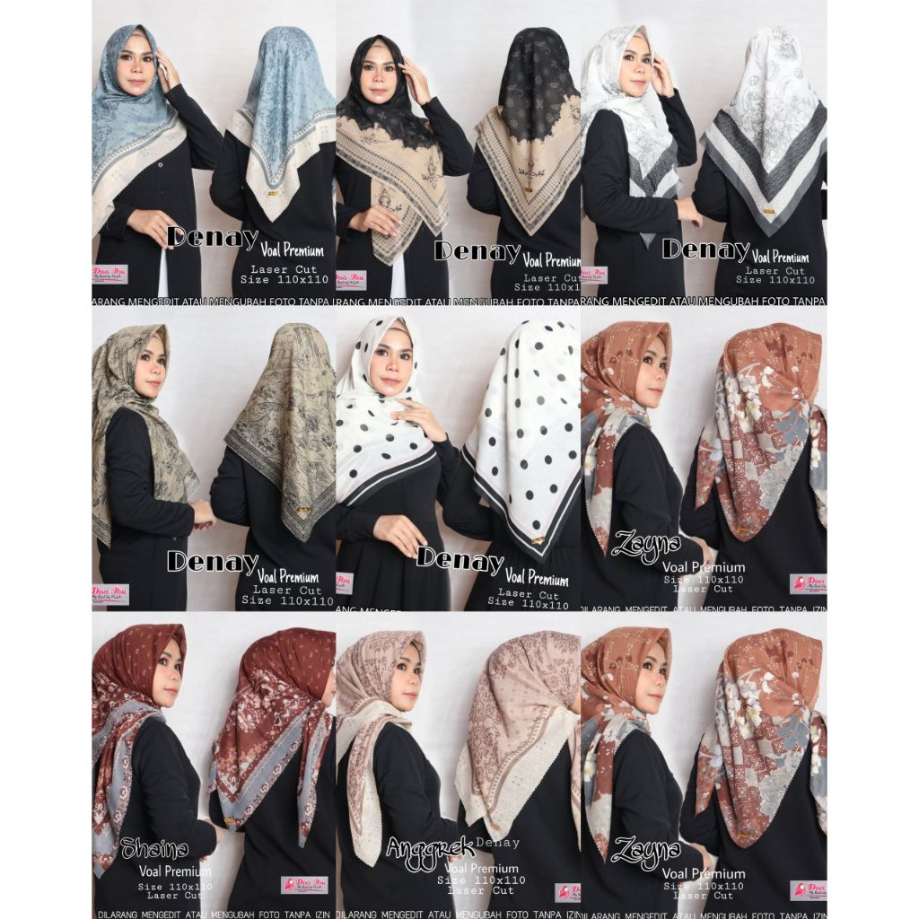 HIJAB SEGIEMPAT VOAL MOTIF DOA IBU