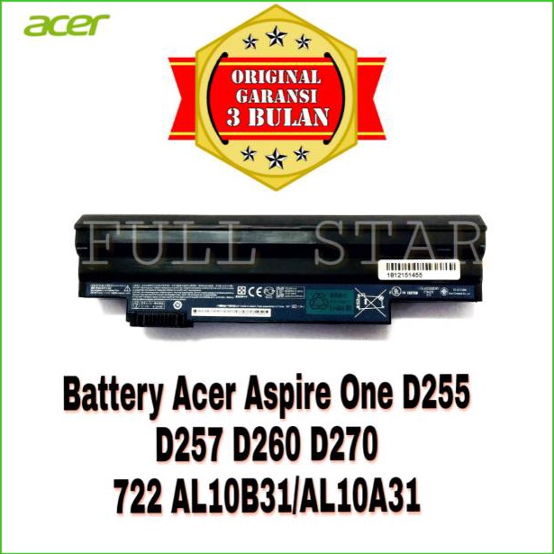 Terbaru Baterai Original NoteBook Acer Aspire One 722 D255 D257 D26 D27 522 NAV7 PAV7 AL1B31