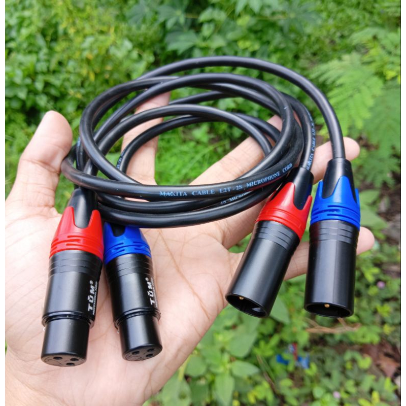 Kabel Besar XLR Female Ke Male Jack TUM Sepasang / 2 Biji Tembaga Murni Jernih Low Noise | Kabel Mix