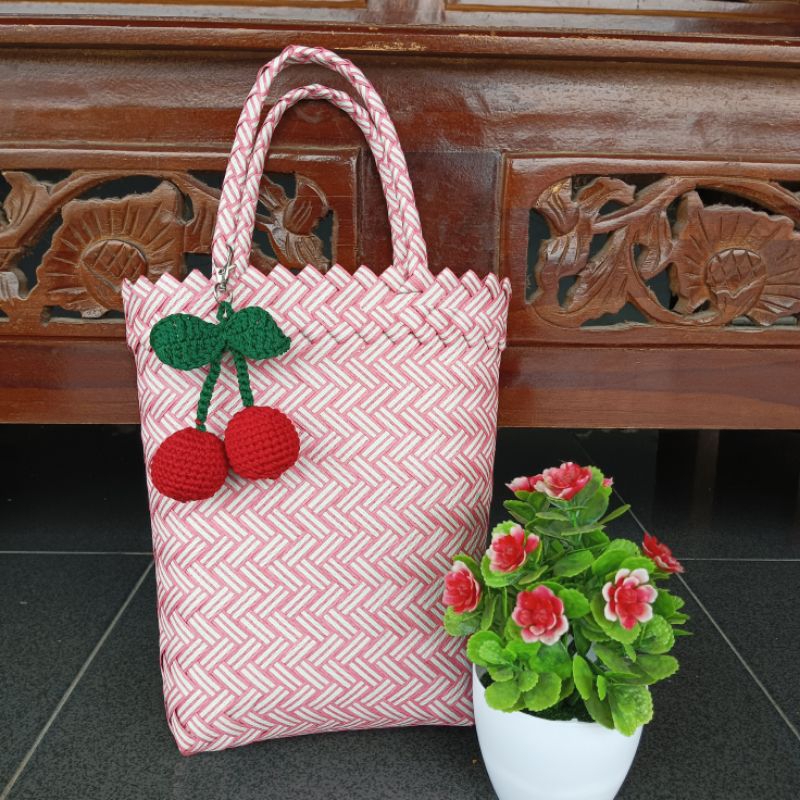 Tas Anyaman Lurik / Tas anyaman kecil tinggi / Tas Hampers / Tas Souvenir