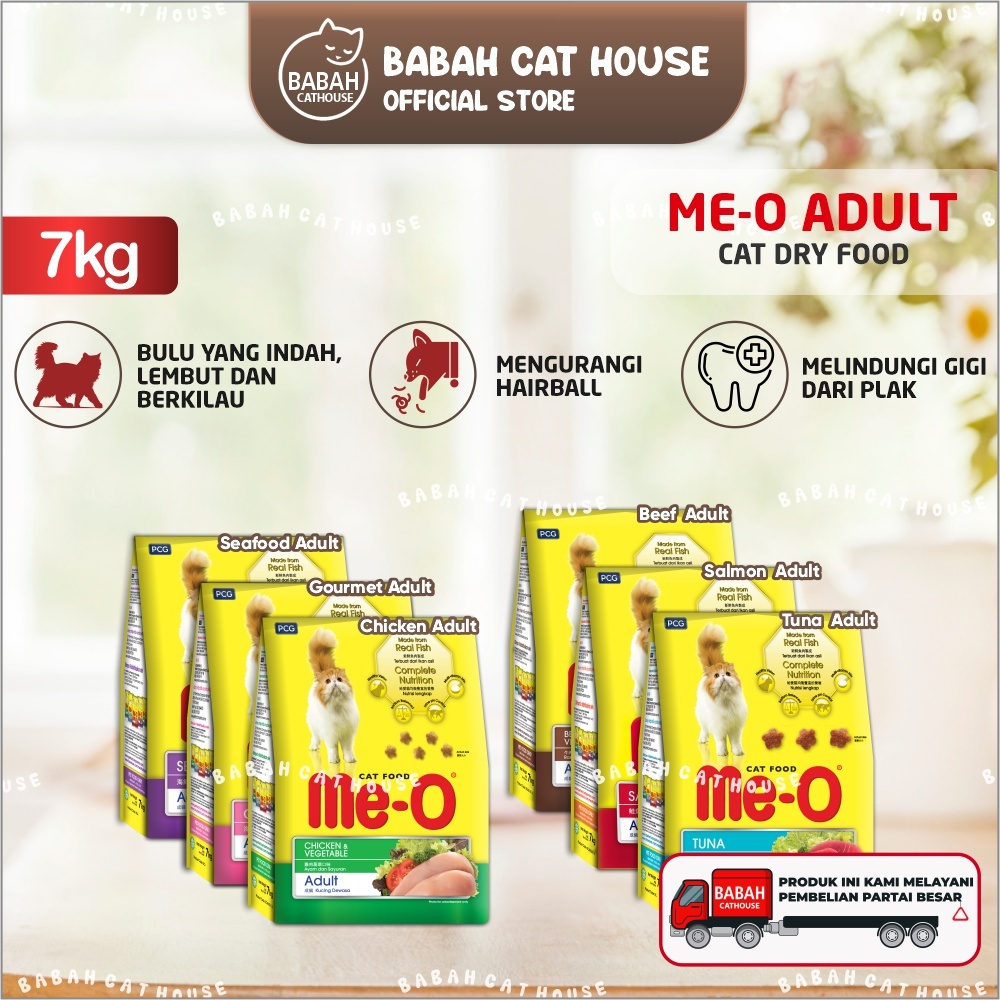 7KG MEO ADULT Makanan Kucing Tuna Salmon Seafood Chicken Beef Gourmet Cat Dry Food Dewasa Kering Ras