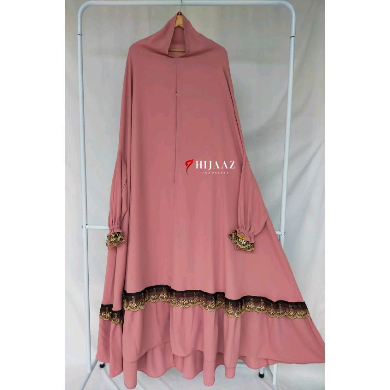 SALE (New) Overhead Khimar Qohira Ash Rose by Hijaaz.id XL