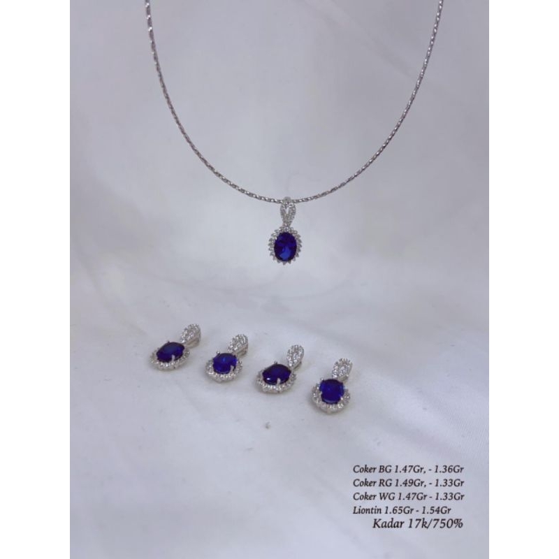 CHIBI GOLD - LIONTIN MATA BIRU EMAS 750 KADAR 17K LIONTIN BARU BIRU - CHIBI GOLD