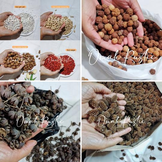 (GROSIR MURAH 1KG) BIJI RUSTIC/ BIJI ROTAN BULAT/ ROTAN LONJONG/ DURENAN/ PUSPO NATURAL/ GENITRI/ SA