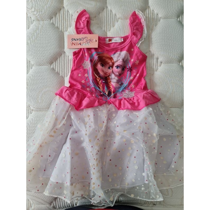 anna elsa dress pink white