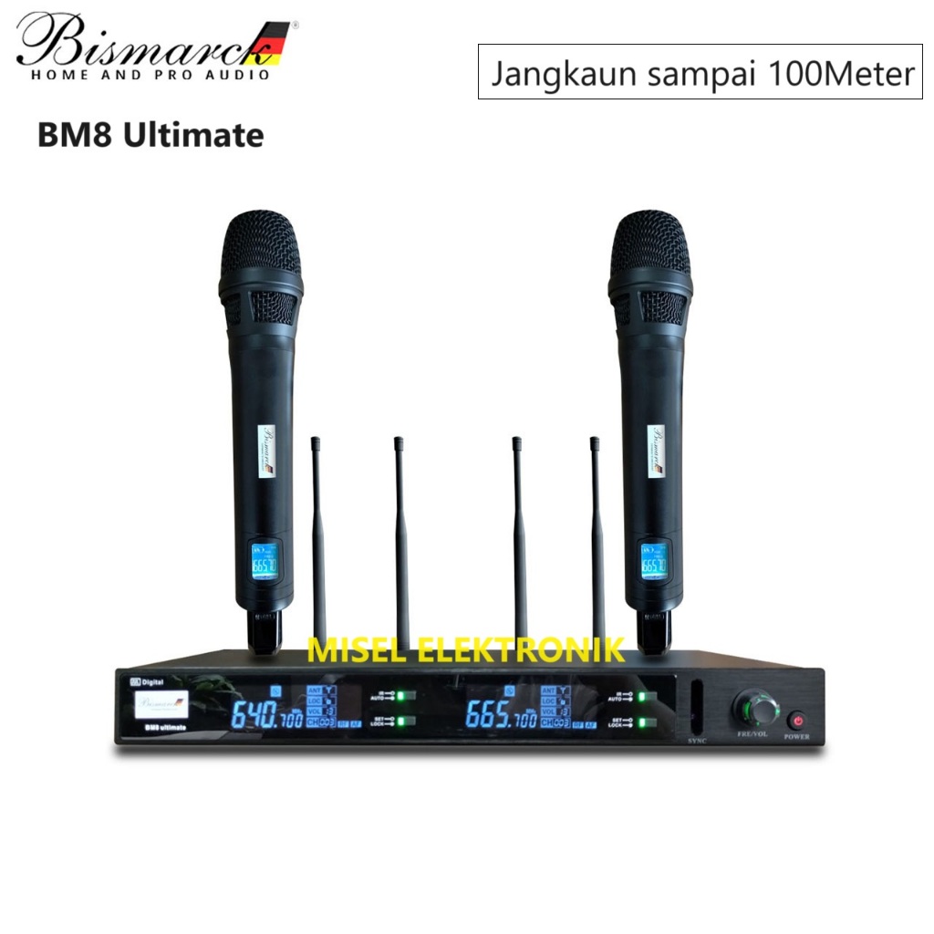 Microphone Wireless Profesional Bismarck BM8 Ultimate Jangkauan 1000 meter