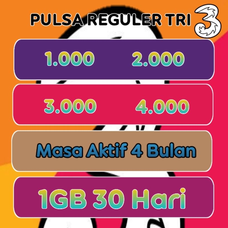 Pulsa Tri Reguler 1k 2k