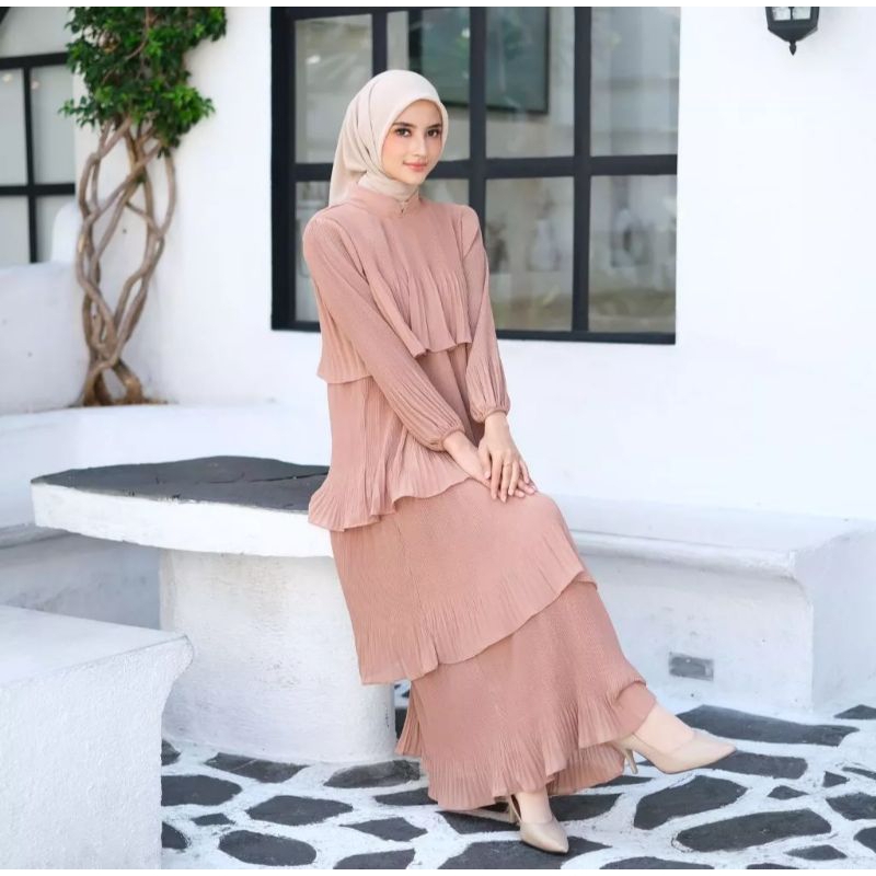 Dress lebaran - Dress aurely - dress kondangan - gamis lebaran 2024 - Dress rimple