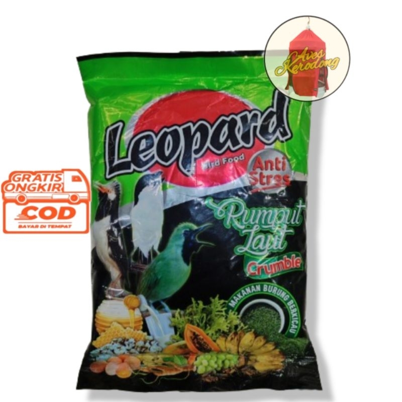 Leopard Pakan Voer Burung Kicau Leopard Rumput Laut Crumble Hijau Kasar