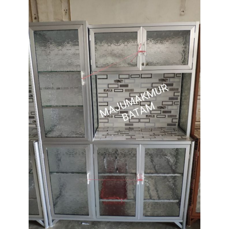 RAK PIRING 3 PINTU KACA + ALUMINIUM / RAK DAPUR CABINET 3 PINTU