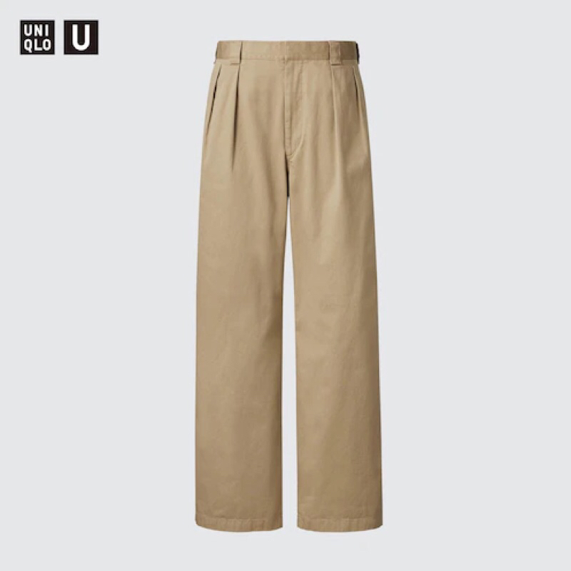 UNIQLO U Men Pleated Wide Pants Celana Panjang Pria Lebar Lipit
