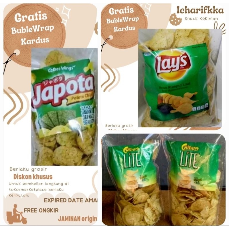 

TERMURAH PROMO SALE DISKON SNACK BRANDED ORI CEMILAN CAMILAN SNACK CHIKI LAYS CHITATO LITE, JAPOTA