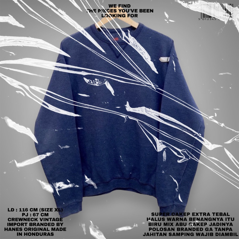 Hanes original/oversize/blue crewneck/hanes sweater