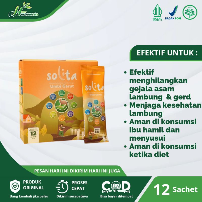 

Solita Minuman Sereal Umbi Garut Solusi Ampuh Mengatasi Gejala Asam Lambung Dan Maag - 12 Sachet
