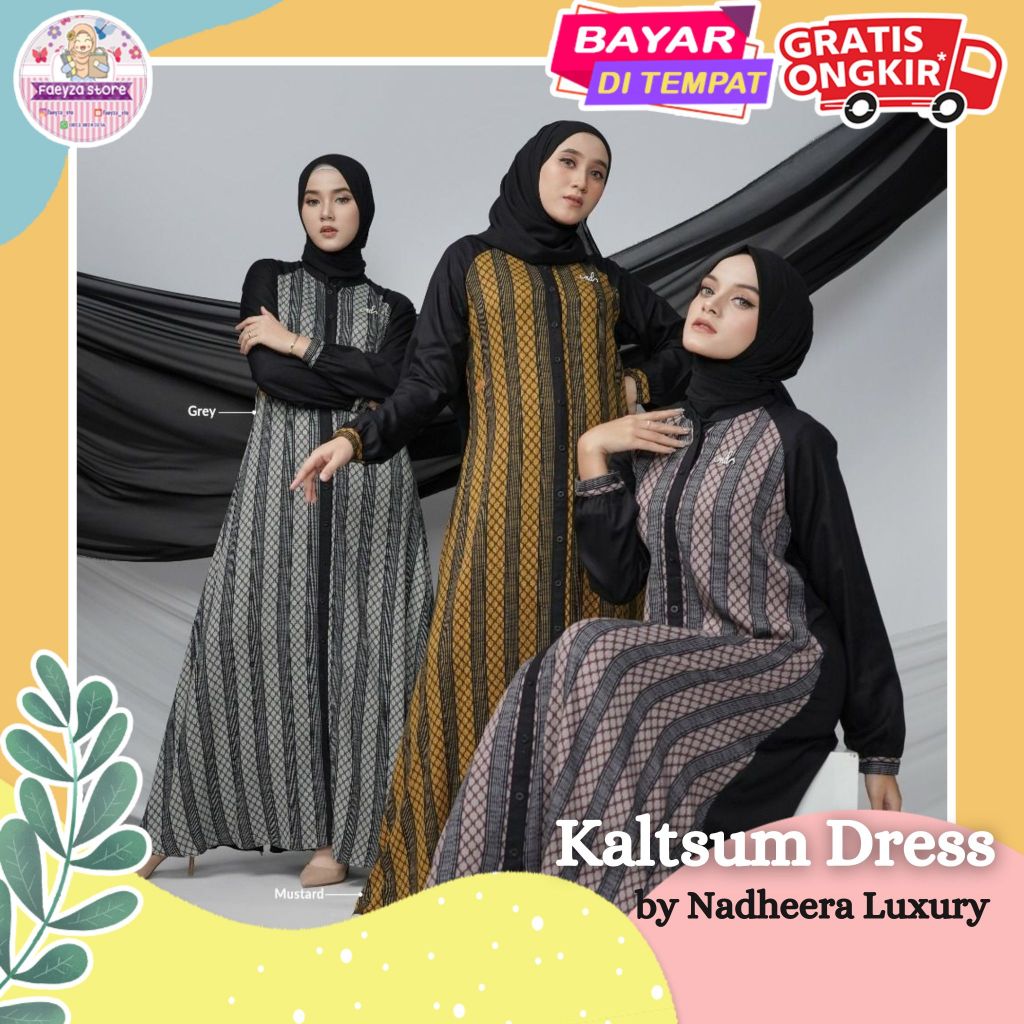 Kaltsum Dress NEW ORI by Nadheera Luxury Gamis Terbaru Jumbo XXXL LD 120 Dress Wanita Kondangan Busu