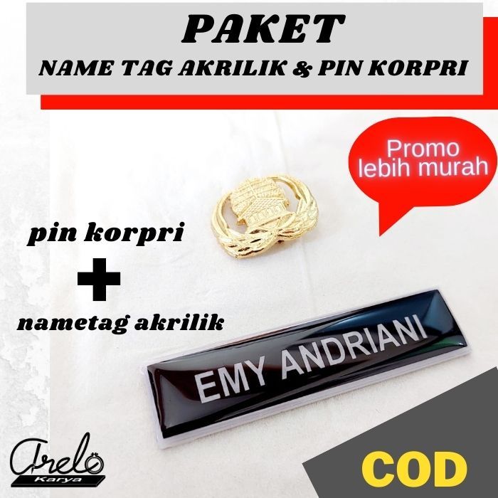 

PAKET NAMETAG name tag AKRILIK DAN PIN KORPRI (PRODUK TERBARU)