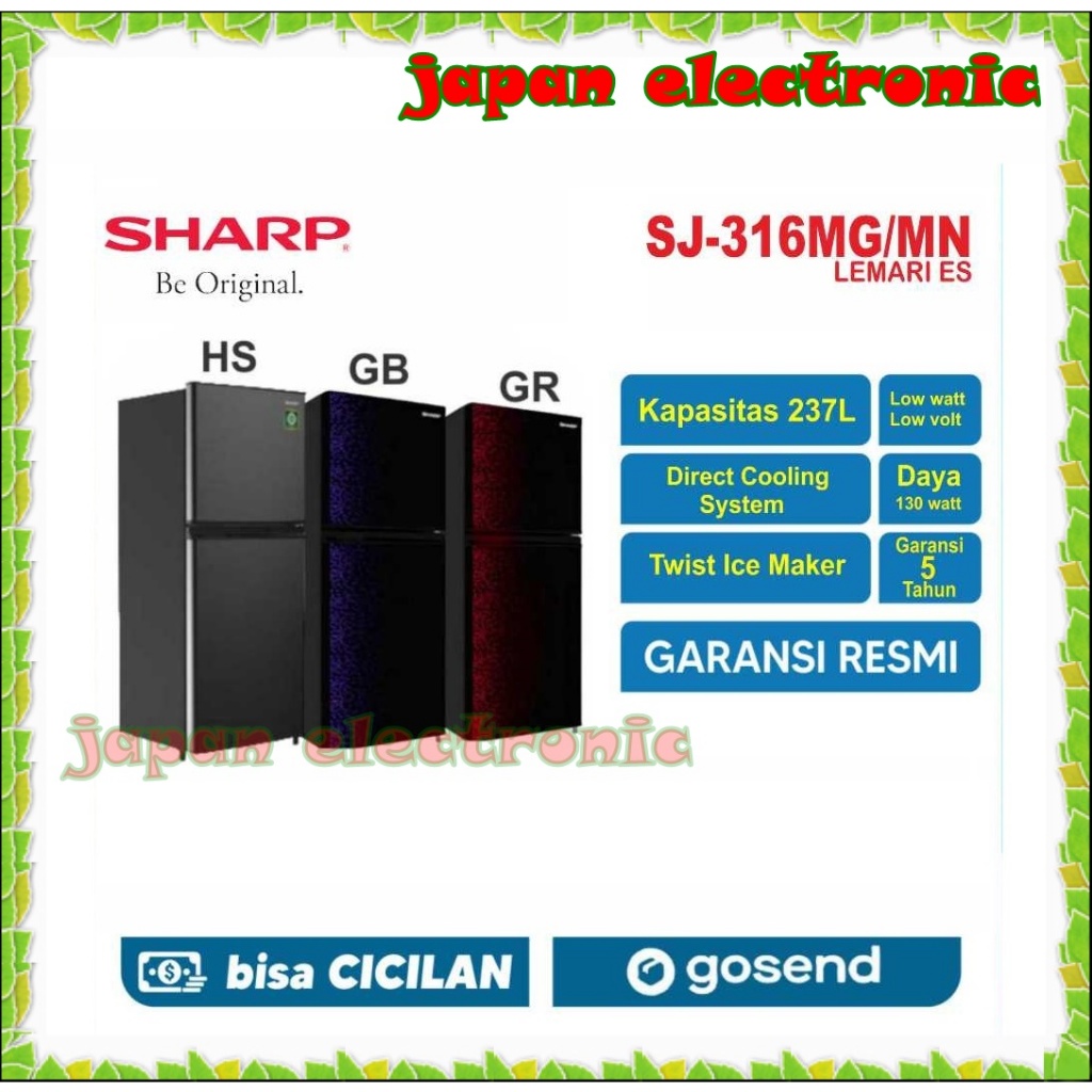 SHARP KULKAS 2 PINTU MURAH SJ-316MG  KULKAS SHARP MURAH PROMO GARANSI